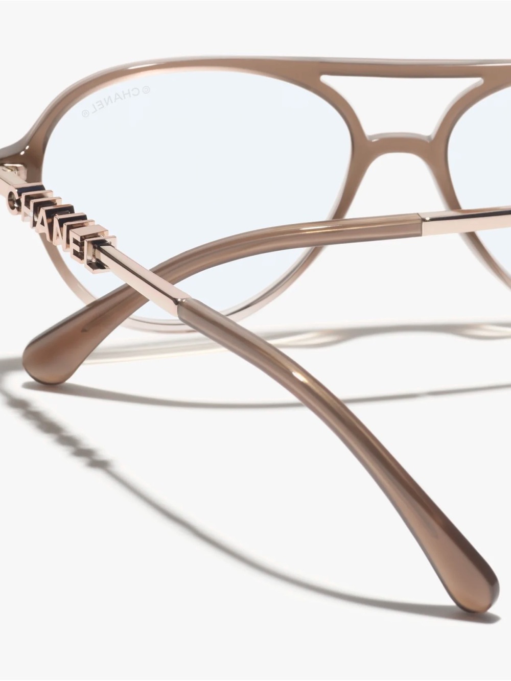 CHANEL PILOT BLUE LIGHT GLASSES Brown